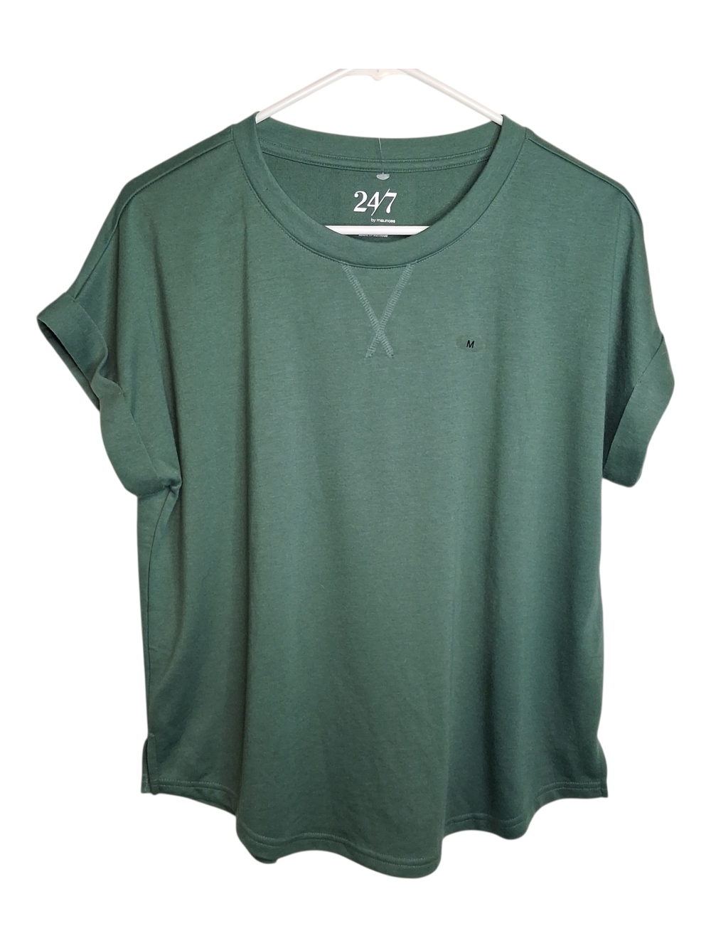 Maurices 24/7 Forever Basic T-Shirt Forest Green Cuffed Sleeves M Goblincore